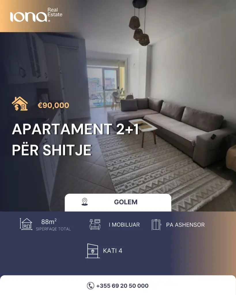  Apartament 2+1 në shitje – Golem