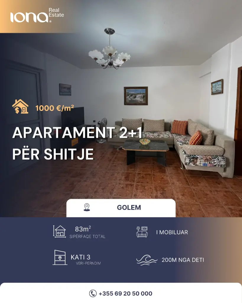  Apartament 2+1 në shitje – Golem