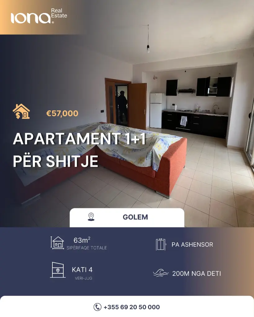  Apartament 1+1 në shitje – Golem
