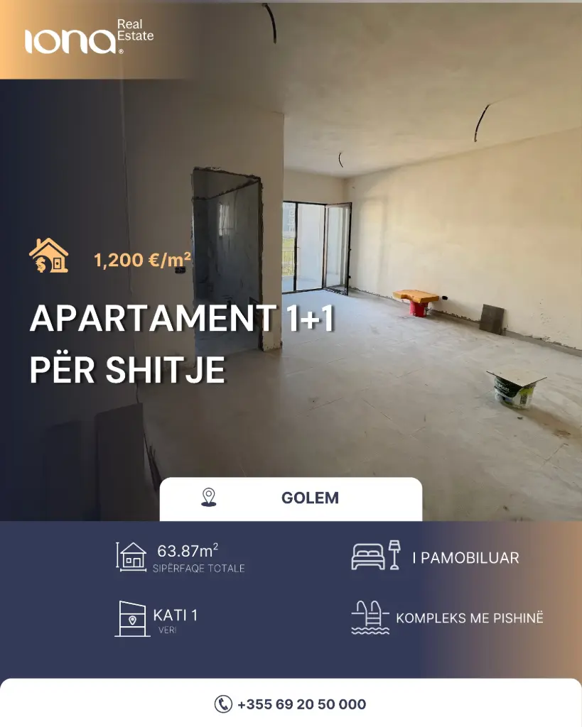🏡 Apartament 1+1 në shitje – Golem