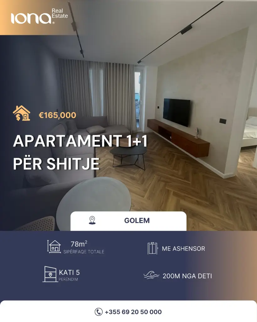 🏡 Apartament 1+1 në shitje – Golem