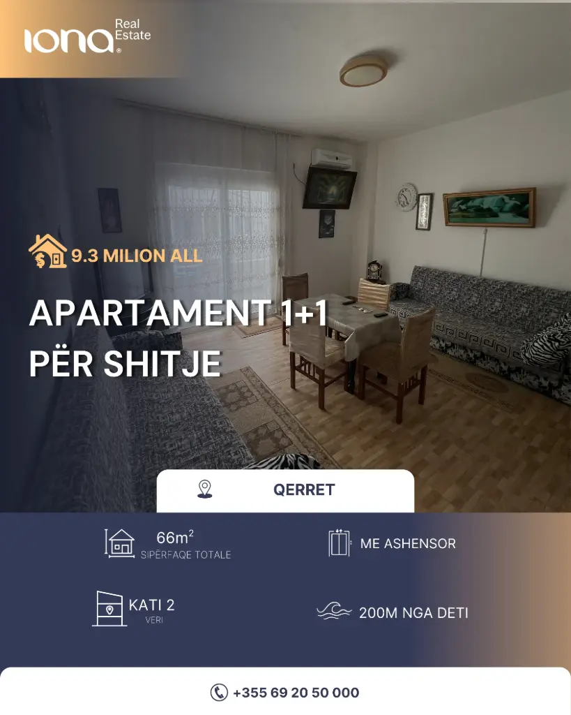 🏡 Apartament 1+1 në shitje – Qerret