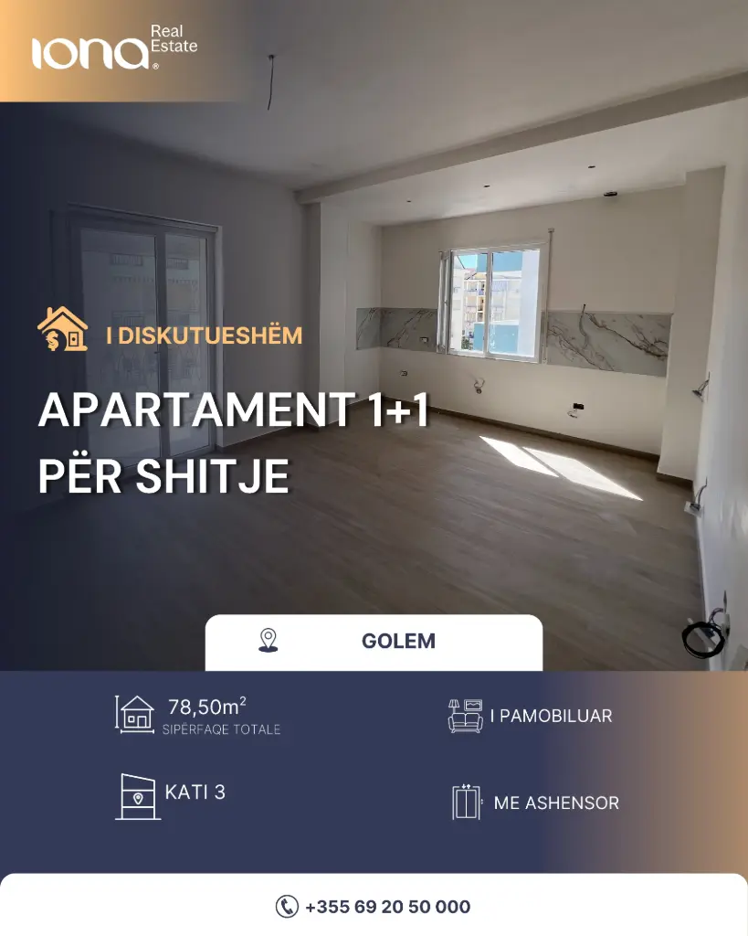 🏡 Apartament 1+1 në shitje – Golem