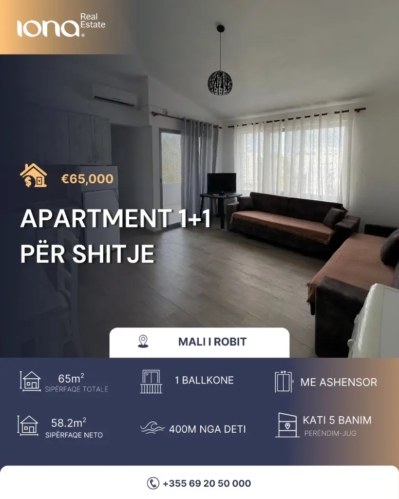  Apartament 1+1 në shitje – Mali i Robit 