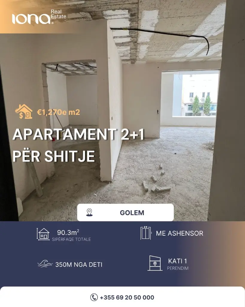  Apartament 2+1 në shitje – Golem