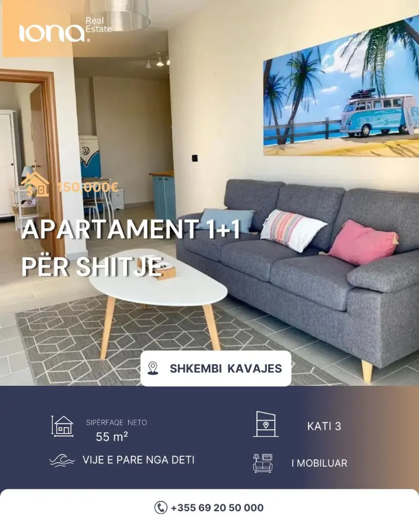 Apartament 1+1 në shitje – Shkëmbi i Kavajës (Vijë e parë)