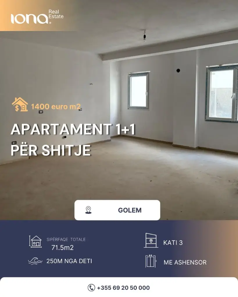 Apartament 1+1 në shitje – Golem