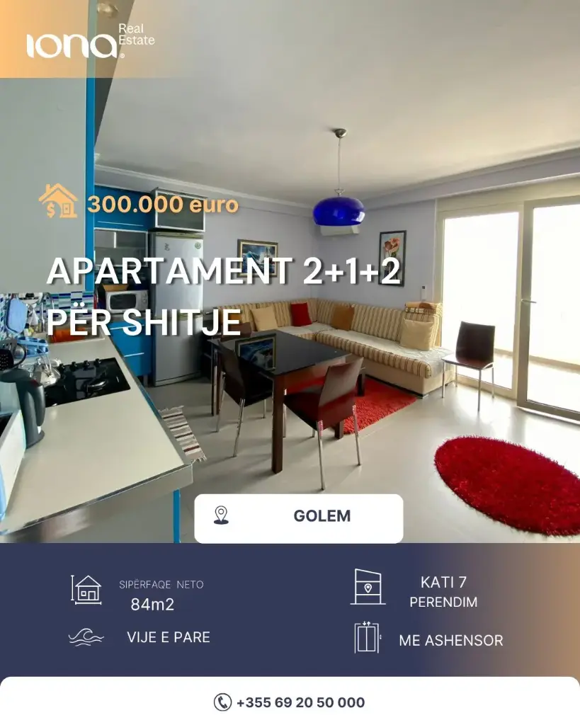 Apartament 2+1+2 në shitje – Vija e parë bregdetare