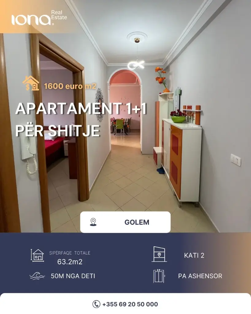  Apartament 1+1 në shitje – Golem