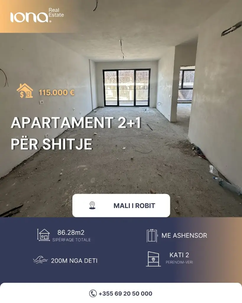  Apartament 2+1 në shitje – Mali i Robit, Golem