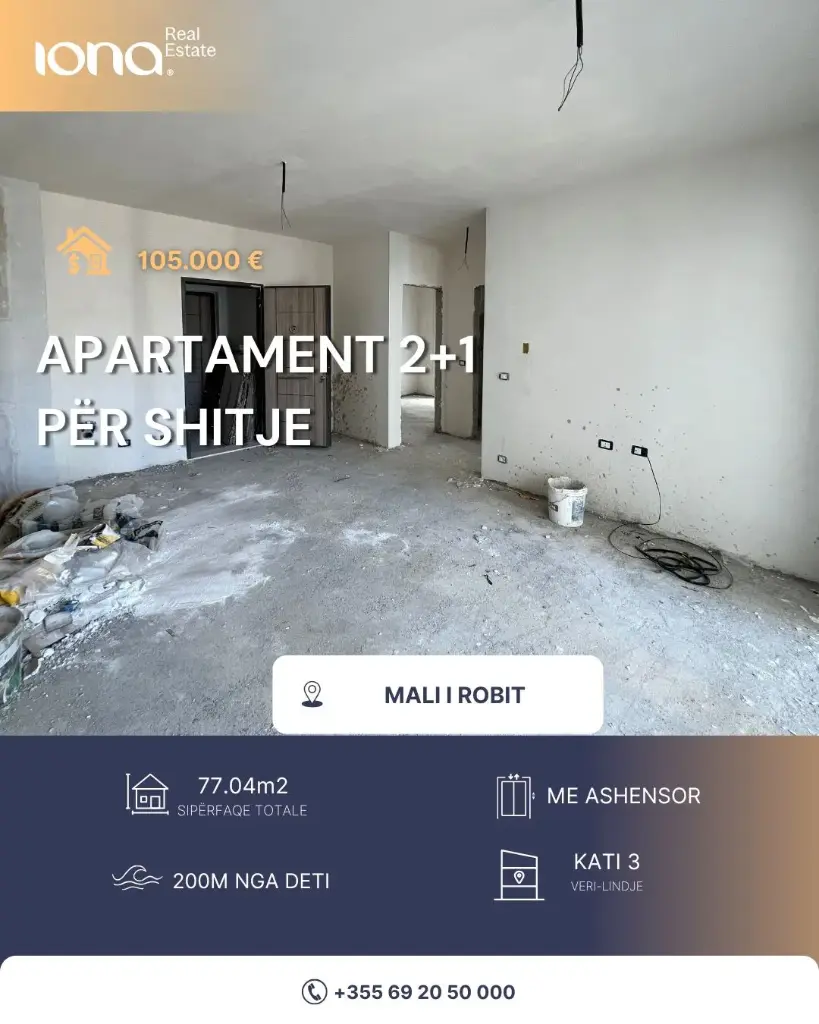  Apartament 2+1 në shitje – Mali i Robit, Golem