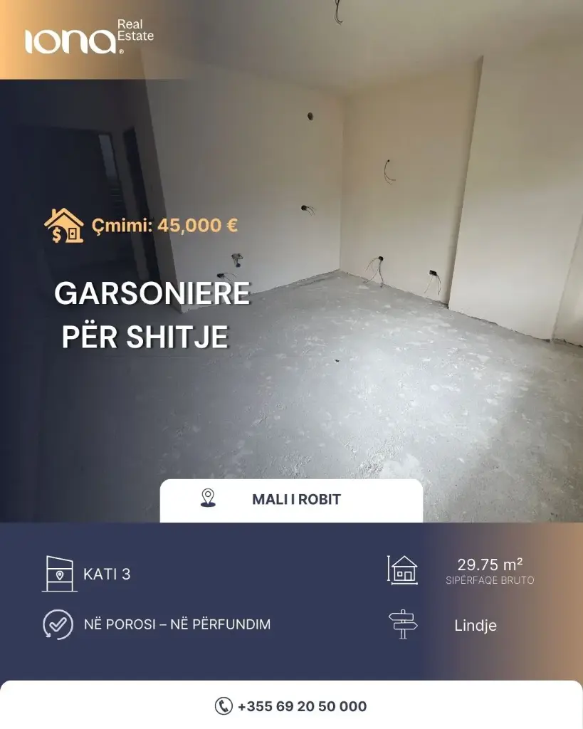 🏡 Garsoniere për shitje – Mali i Robit