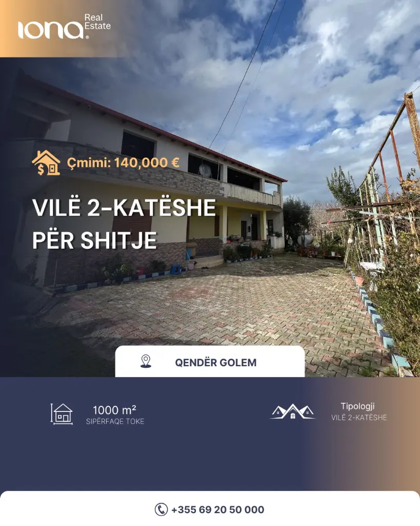 🏡 Shitet vilë 2-katëshe në qendër të Golemit