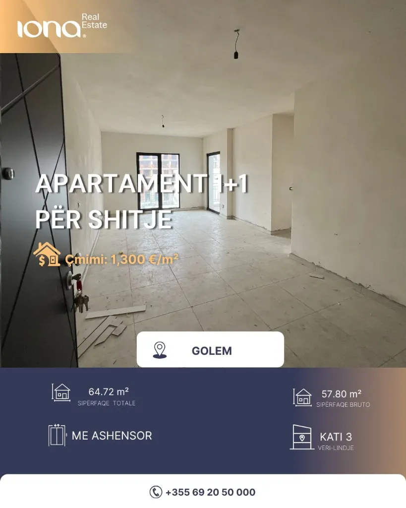 🏡 Apartament 1+1 në shitje – Golem