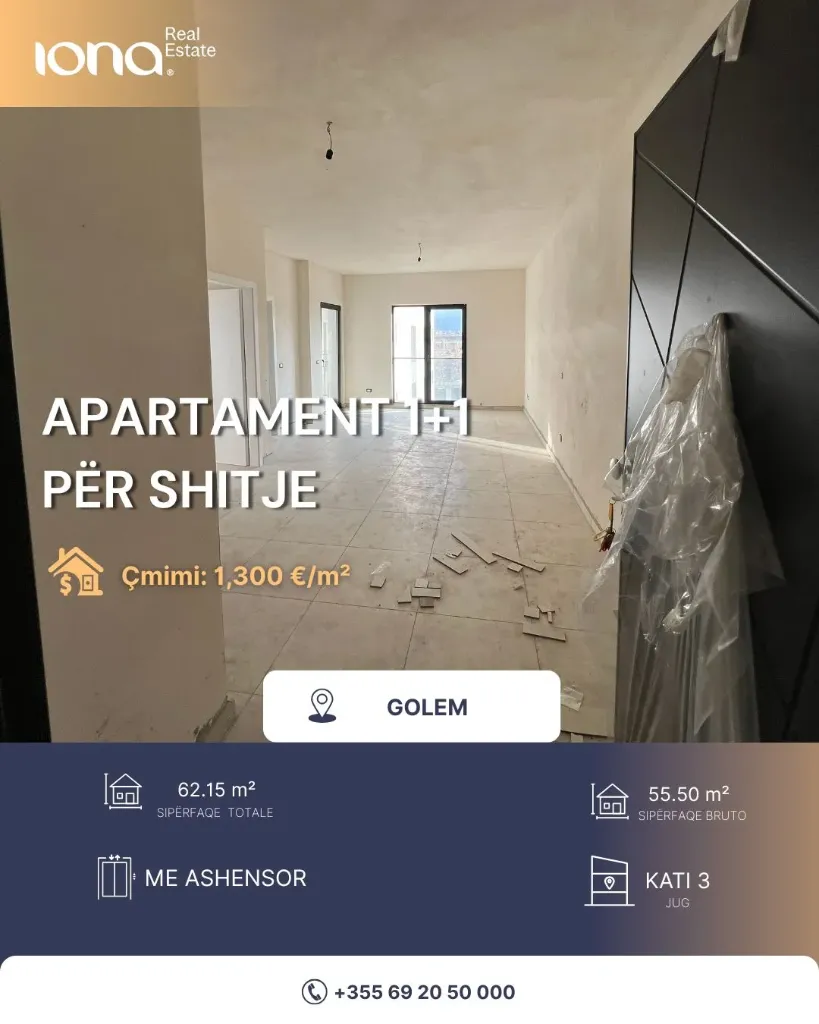 🏡 Apartament 1+1 në shitje – Golem