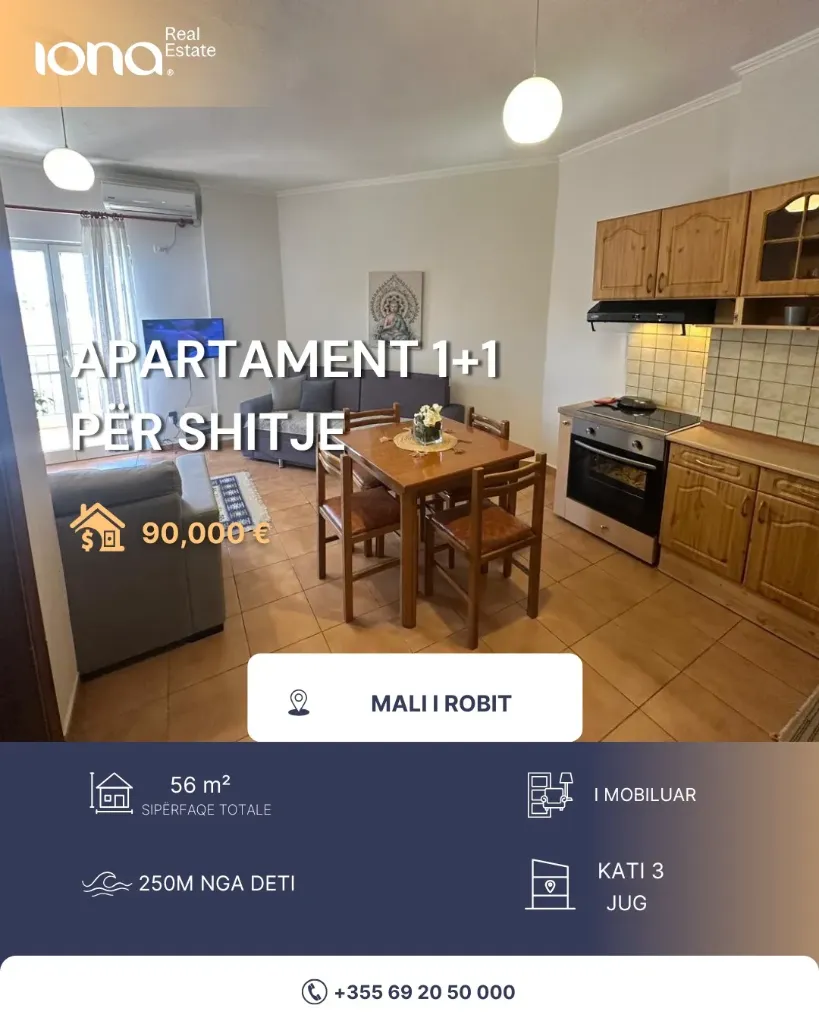 Apartament 1+1 për shitje në Golem — vetëm 250m nga deti!