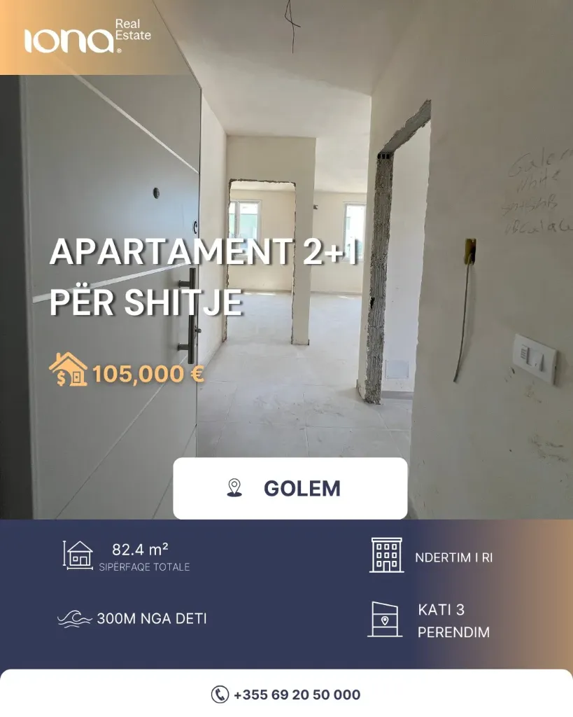 🏡 Shitet Apartament 2+1 në Golem 🌊