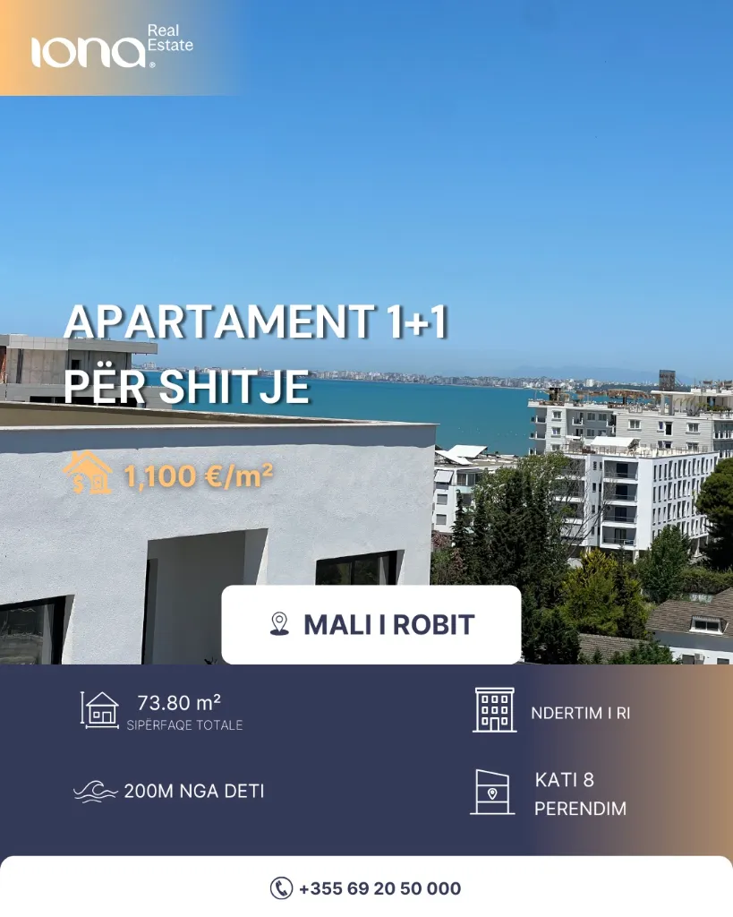 🏡 Apartament 1+1 në shitje – Mali i Robit, Golem