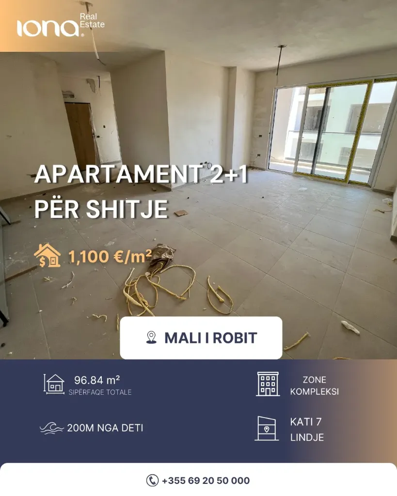 🏡 Apartament 2+1 në shitje – Mali i Robit, Golem
