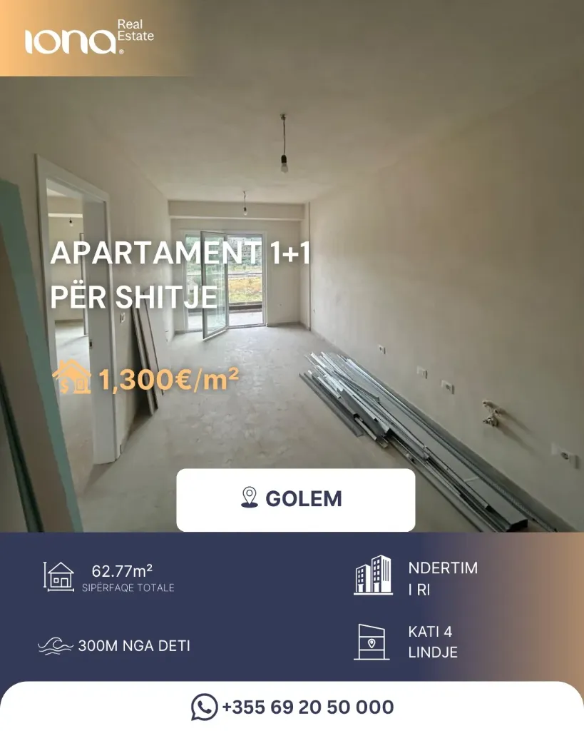 🏡 Apartament 1+1 për shitje – Golem