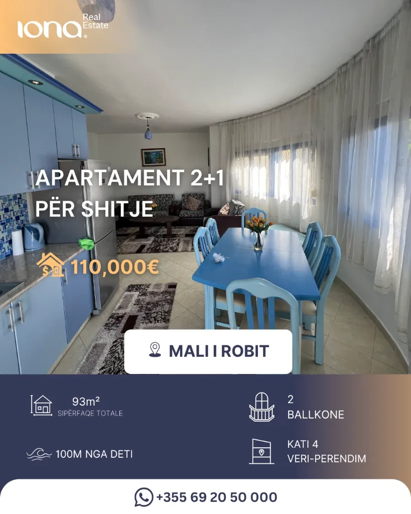 🏡 Apartament 2+1 në shitje – Mali i Robit
