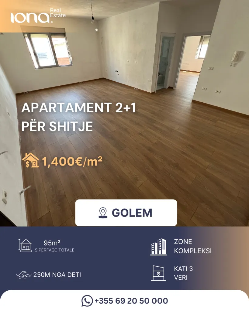 🏡 Apartament 2+1 në shitje – Golem