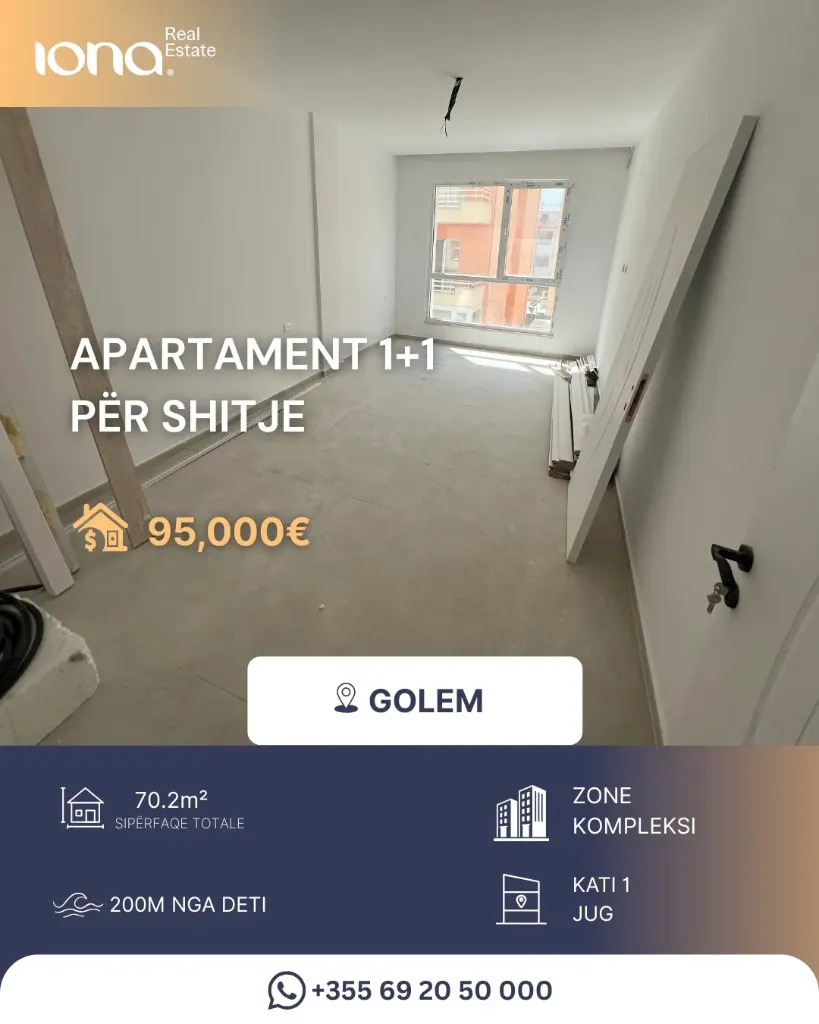 🏡 Apartament 1+1 në shitje – Golem