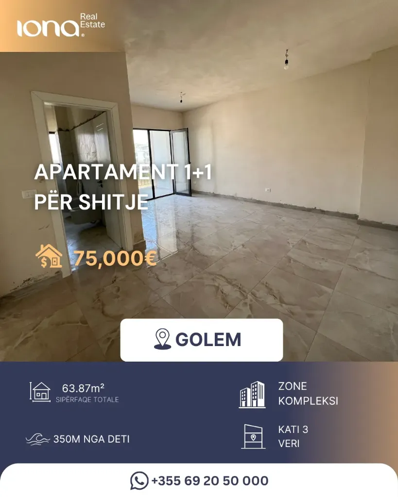 🏡 Apartament 1+1 në shitje – Golem