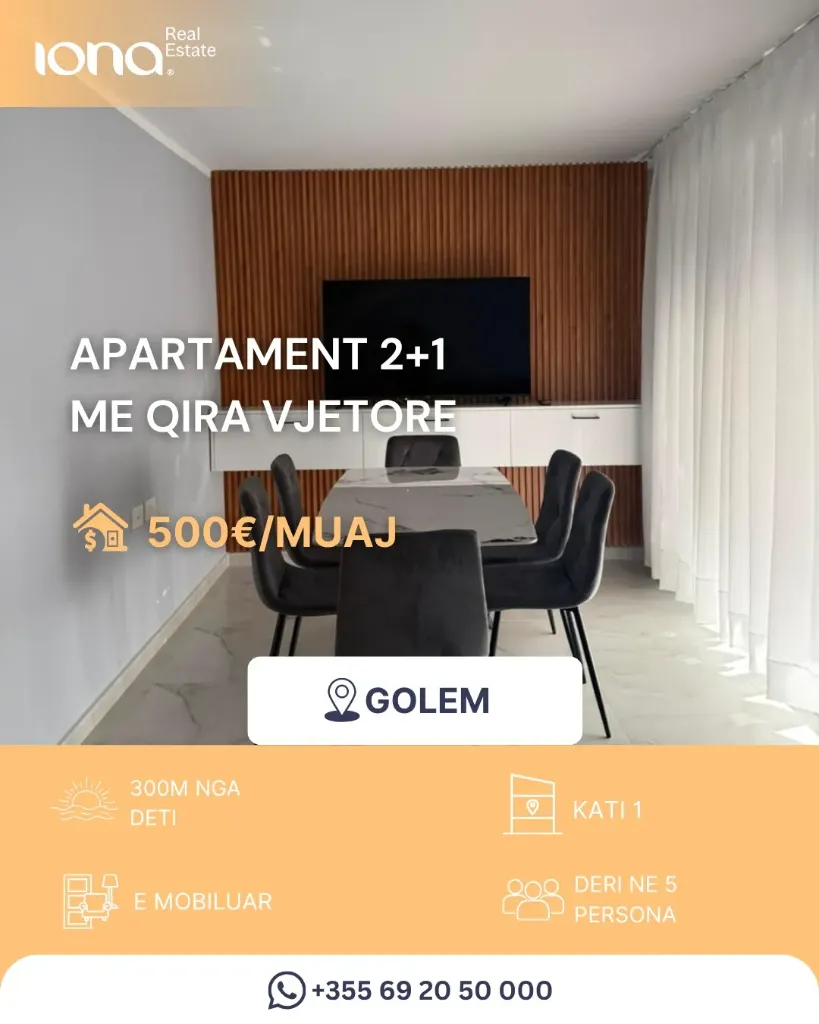 🏡 Apartament 2+1 me qira – Golem