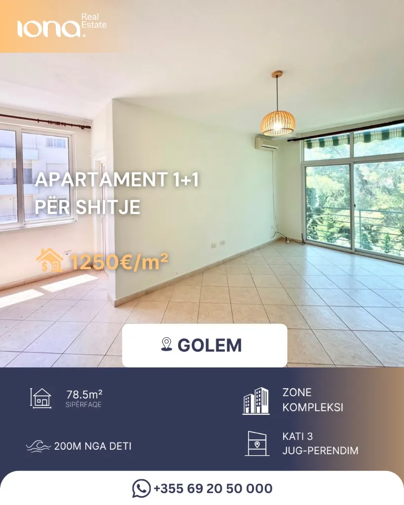 🏡 Apartament 1+1 në shitje – Golem