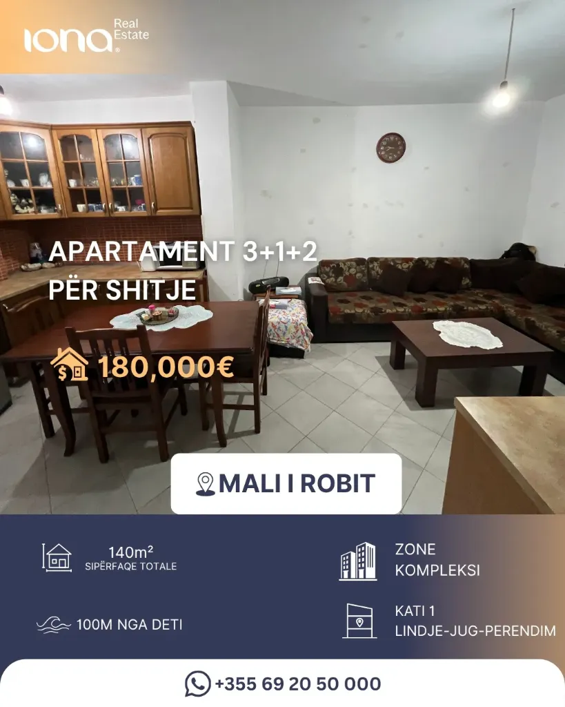 🏡 Apartament 3+1+2 në shitje – Mali i Robit