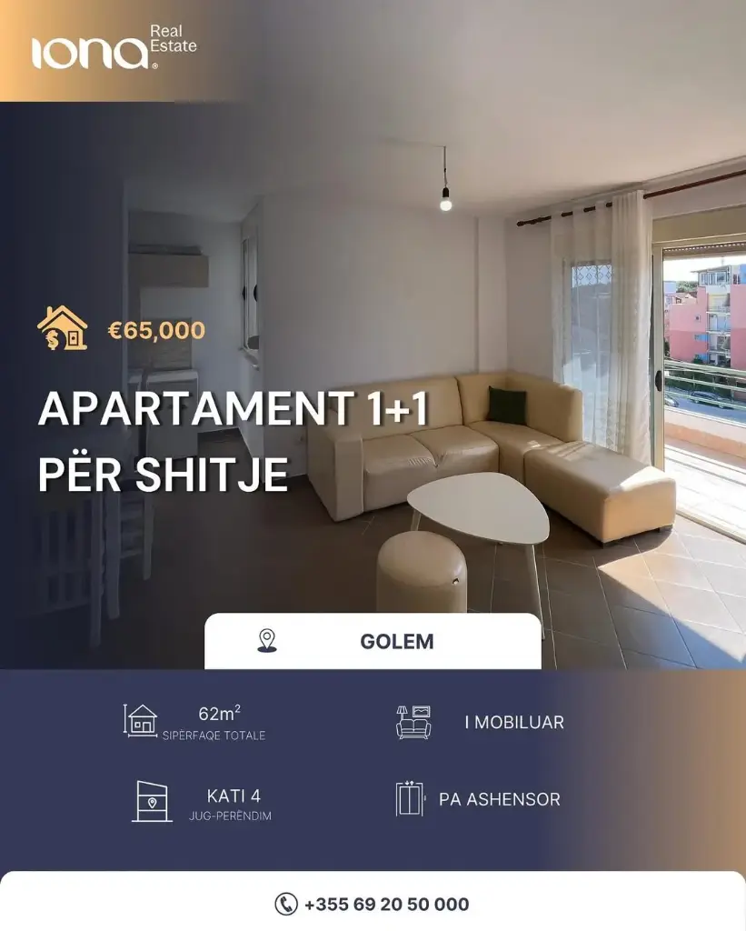 Apartament 1+1 në shitje – Golem