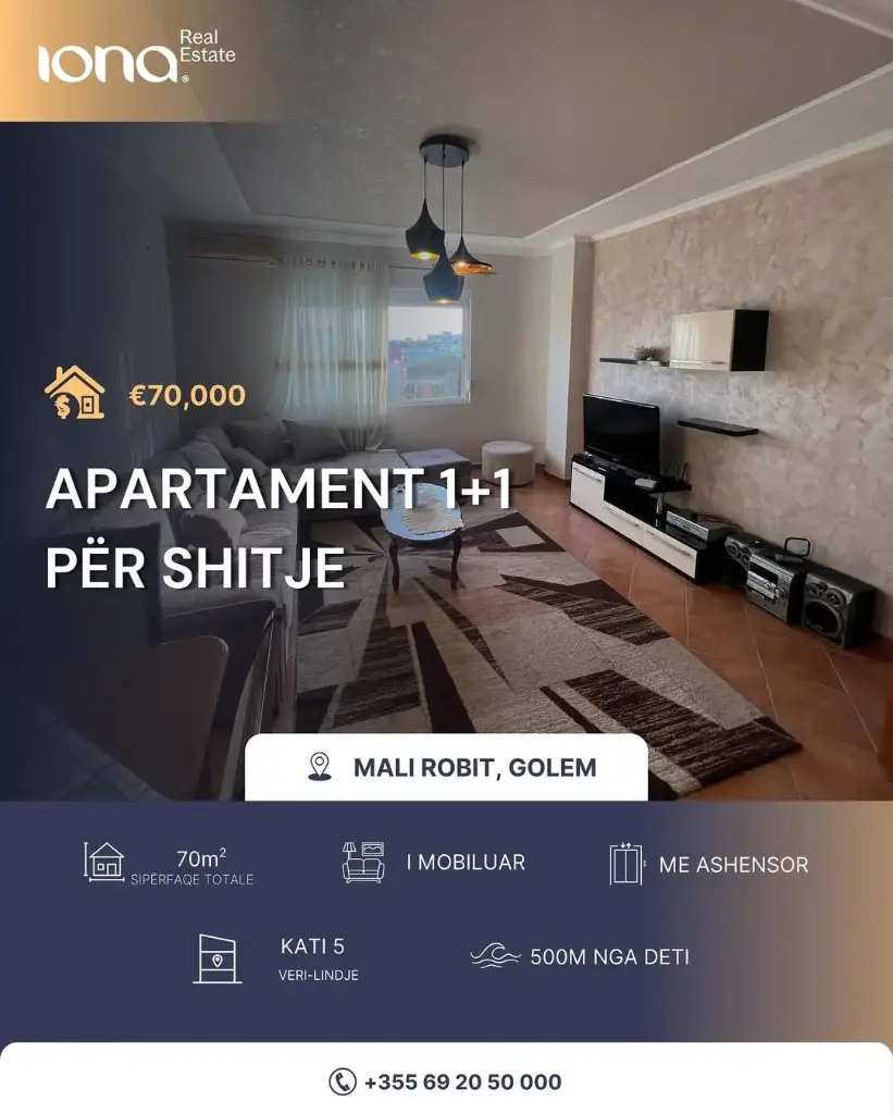 Apartament 1+1 në shitje – Mali i Robit, Golem