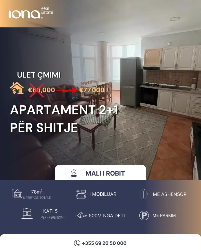 Apartament 2+1 në shitje – Mali i Robit, Golem