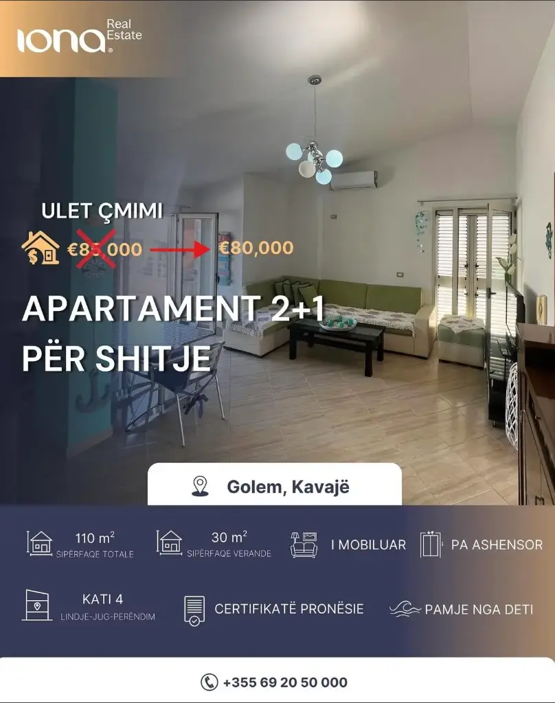 Apartament 2+1 në shitje – Golem, Qendër
