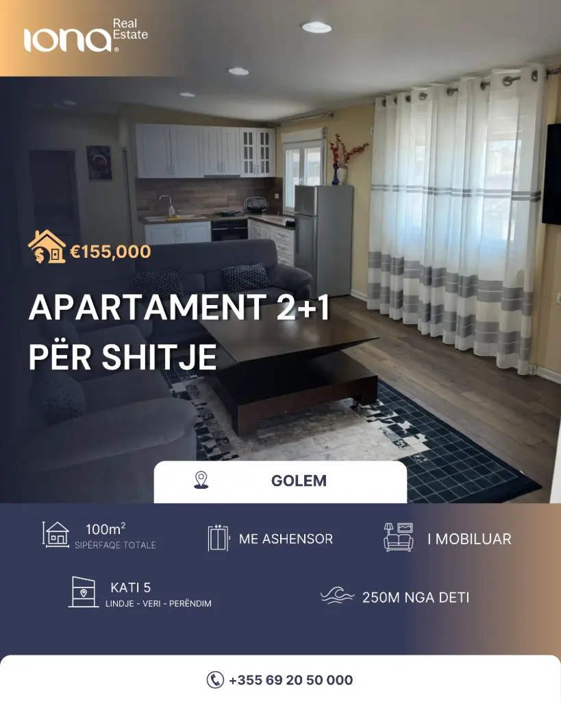  Apartament 2+1 në shitje – Golem