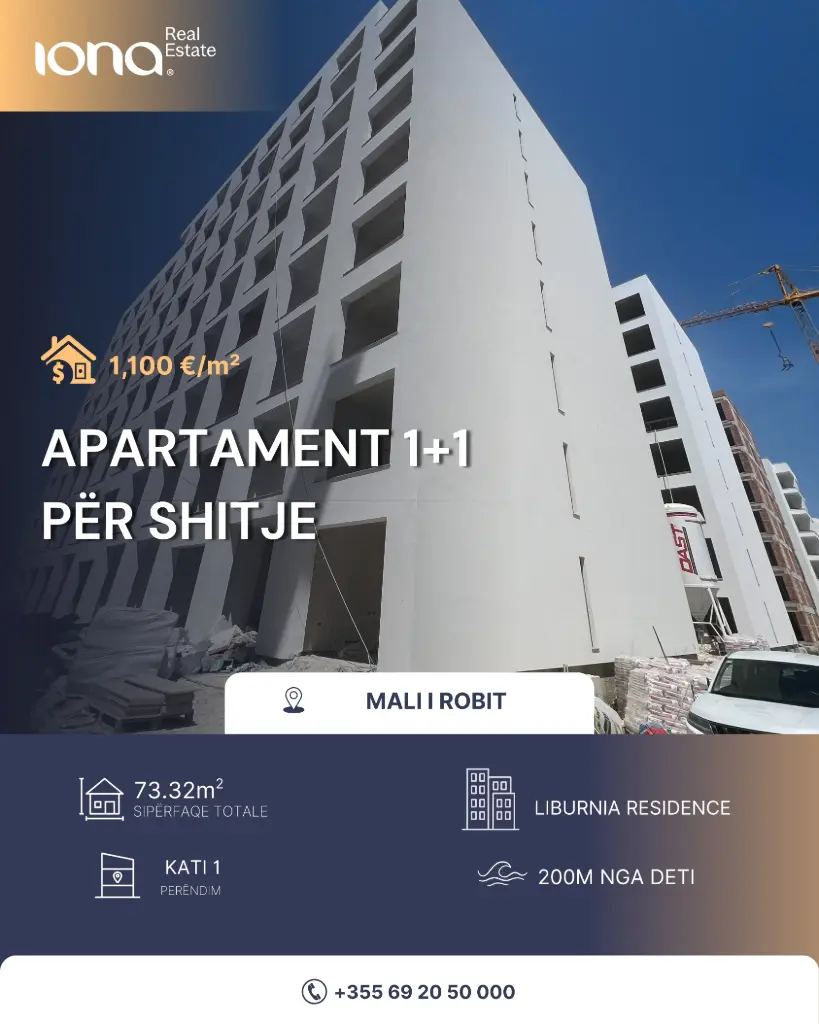  Apartament 1+1 në shitje – Liburna Residence, Mali i Robit