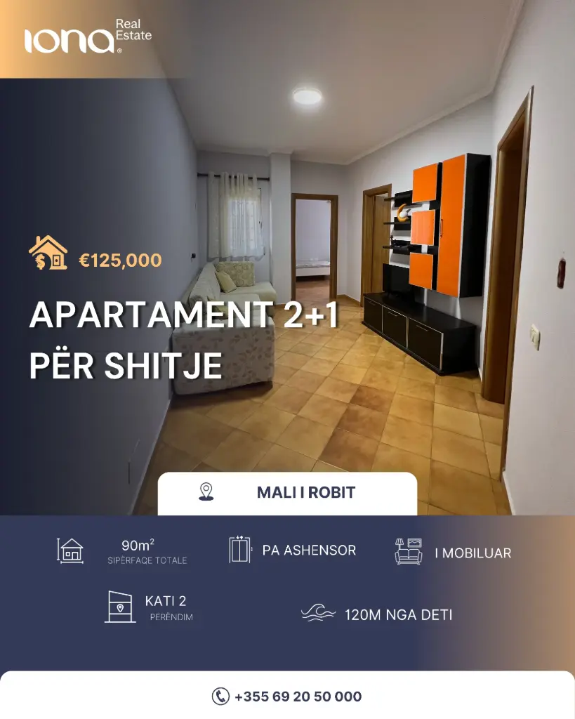 Apartament 2+1 në shitje – Mali i Robit 