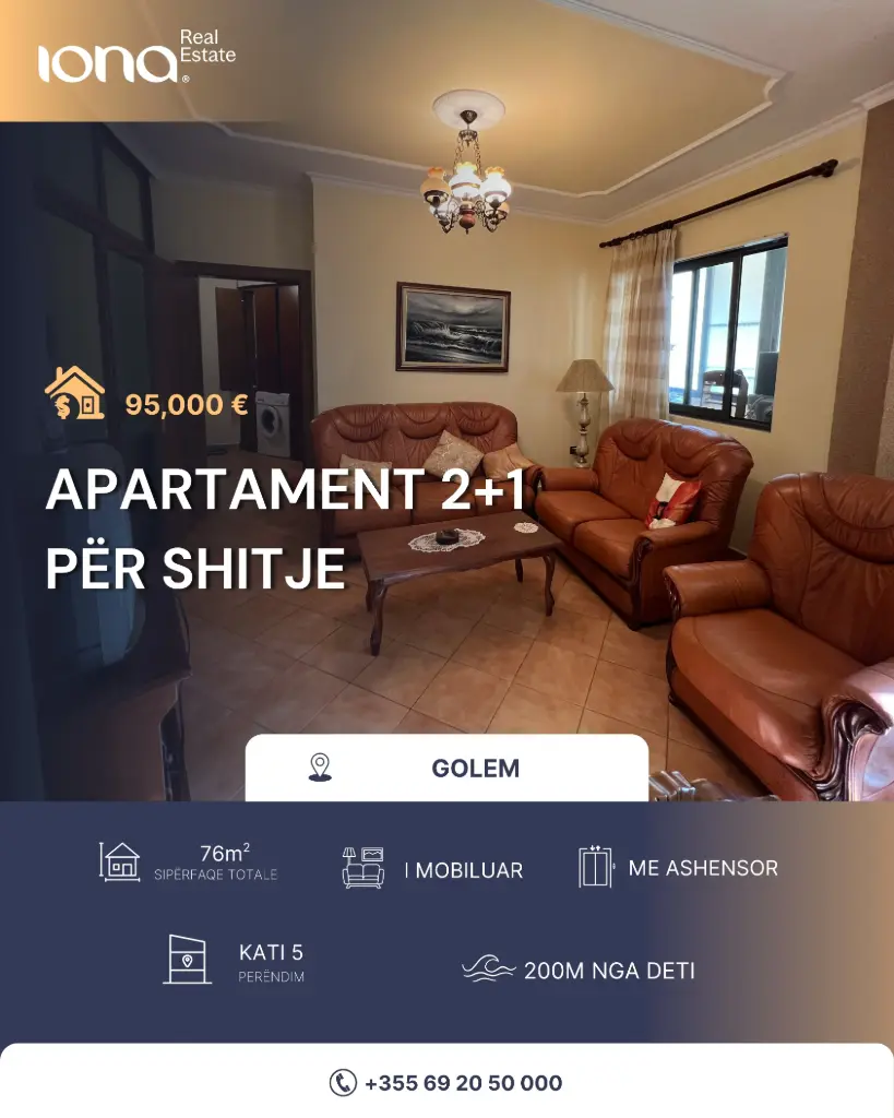 Apartament 2+1 në shitje – Golem