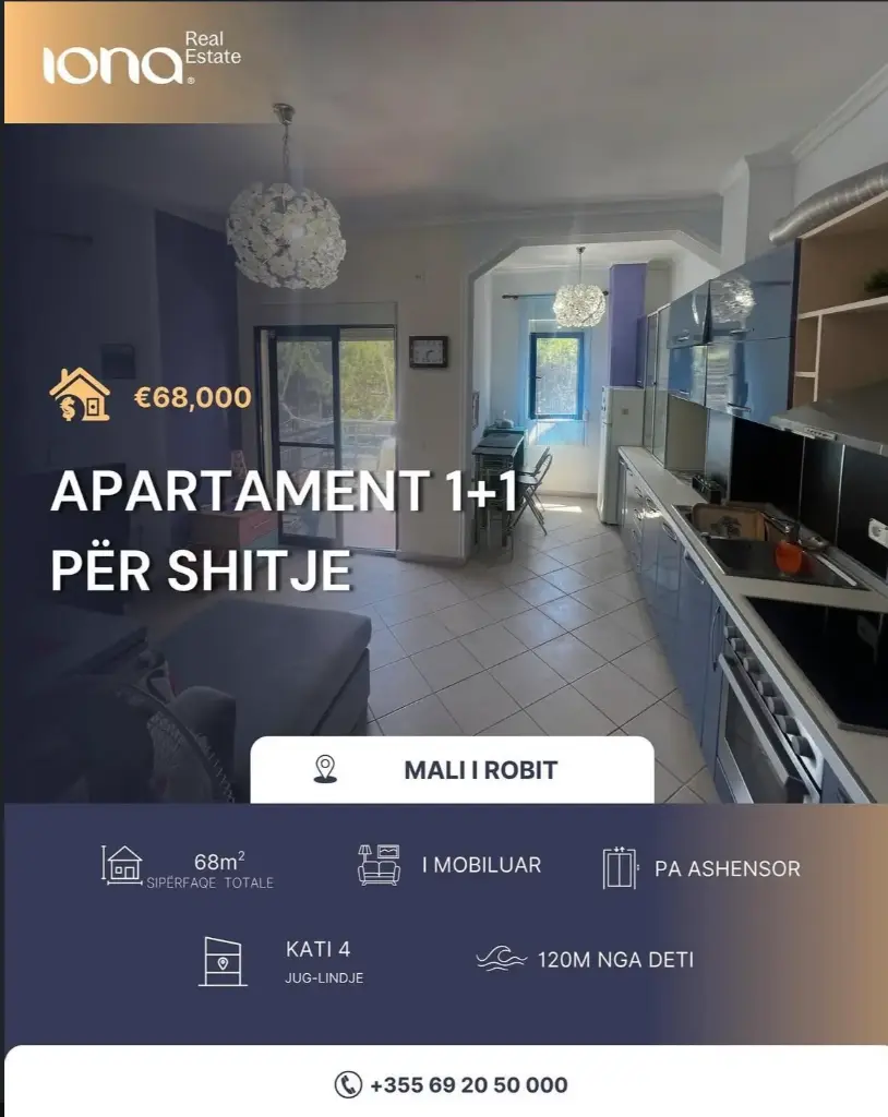 Apartament 1+1 në shitje – Mali i Robit