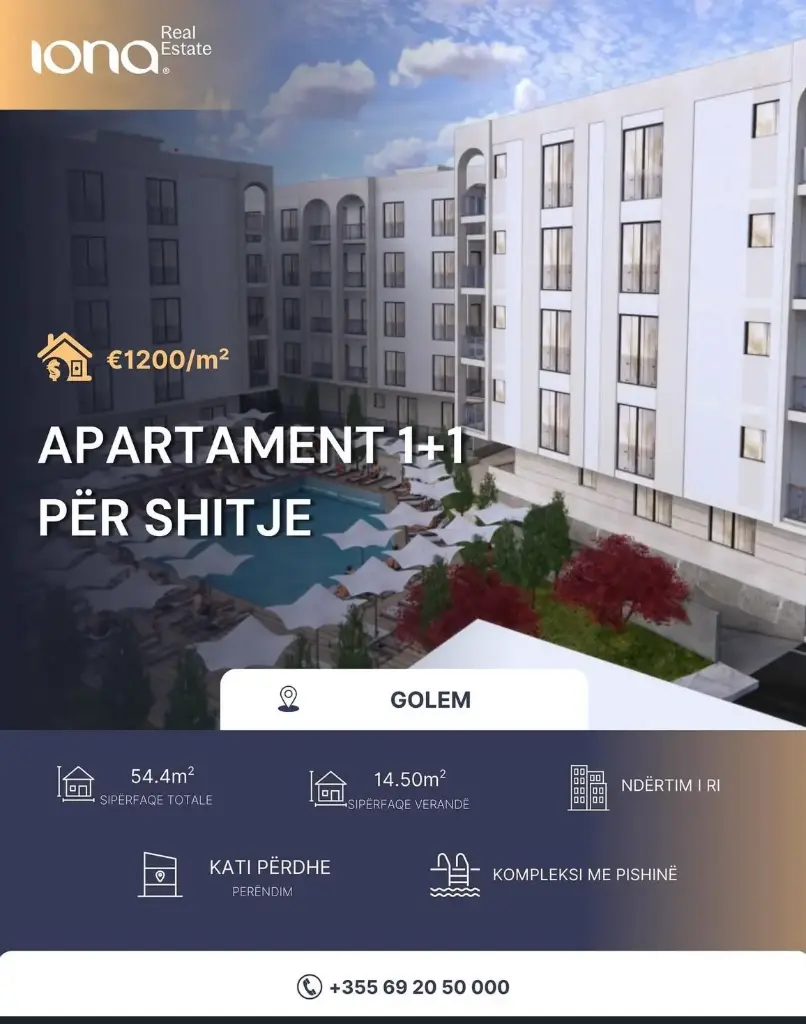  Apartament 1+1 në shitje – Golem