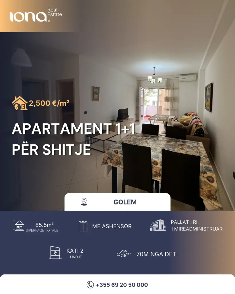  Apartament 1+1 në shitje – Golem