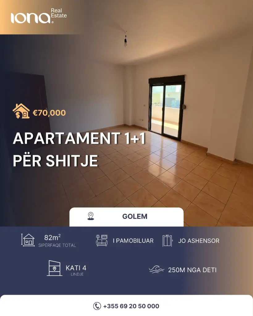  Apartament 1+1 në shitje,Golem