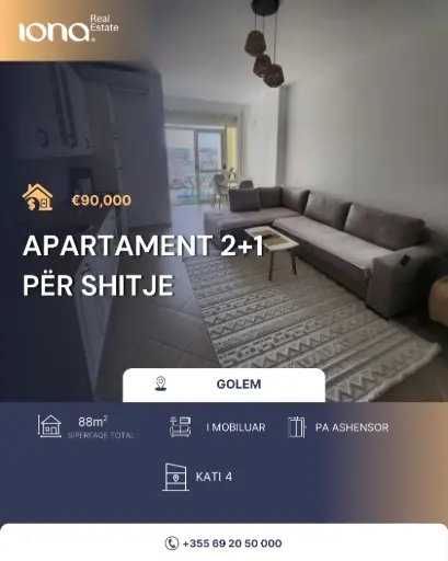  Apartament 2+1 në shitje – Golem