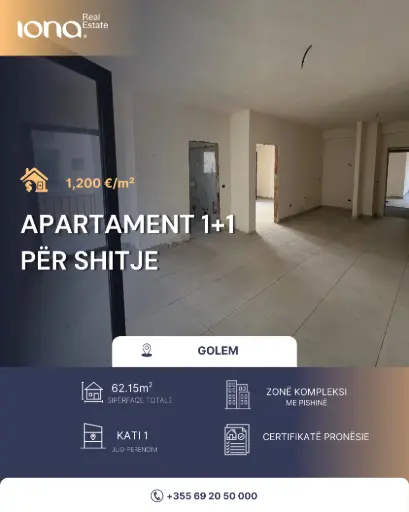  Apartament 1+1 në shitje – Golem