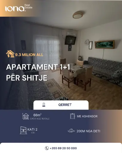 🏡 Apartament 1+1 në shitje – Qerret
