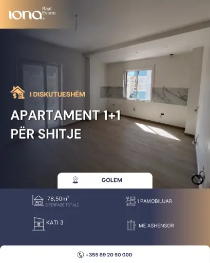 🏡 Apartament 1+1 në shitje – Golem