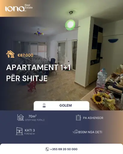🏡 Apartament 1+1 në shitje – Golem