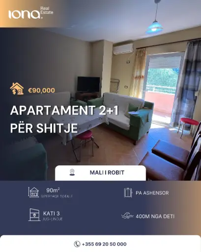 🏡 Apartament 2+1 në shitje – Golem