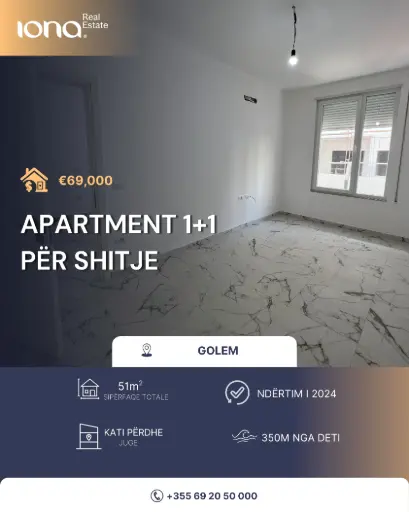 Apartament 1+1 në shitje – Golem